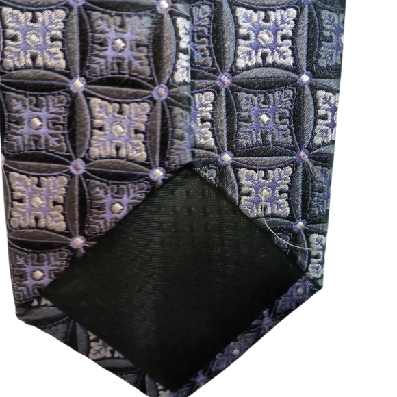 Zianetti Italian Silk Tie Purple Black Geometric Pattern - Picture 4 of 7
